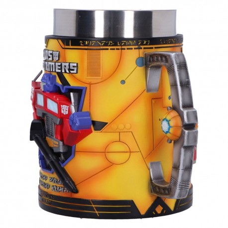 Jarro de Transformers con personajes en relieve, pintado a mano