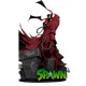 Estátua de Spawn por Greg Capullo com capa vermelha e correntes