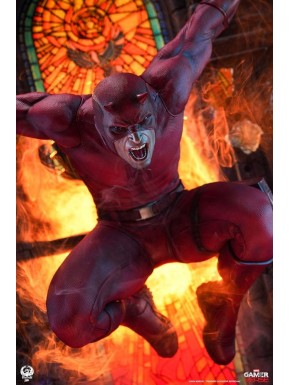 Estatua Daredevil Marvel 1/3 con vitral de fondo