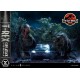 Estatua T-Rex atacando coche en Jurassic World