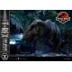Estatua T-Rex atacando coche en Jurassic World