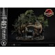Estatua T-Rex atacando coche en Jurassic World