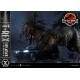 Estatua T-Rex atacando coche en Jurassic World