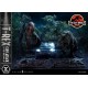 Estatua T-Rex atacando coche en Jurassic World