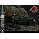 Estatua T-Rex atacando coche en Jurassic World