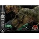Estatua T-Rex atacando coche en Jurassic World