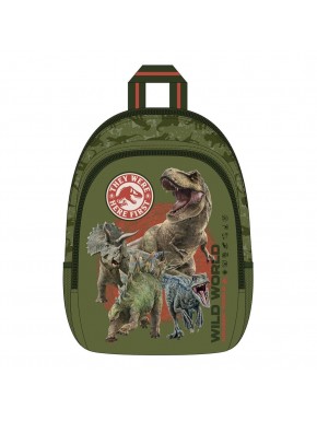 Mochila verde de Jurassic World com dinossauros