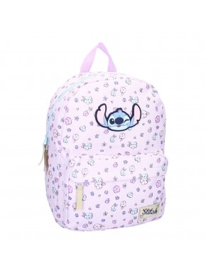 Mochila color lila de Lilo & Stitch con diseño floral
