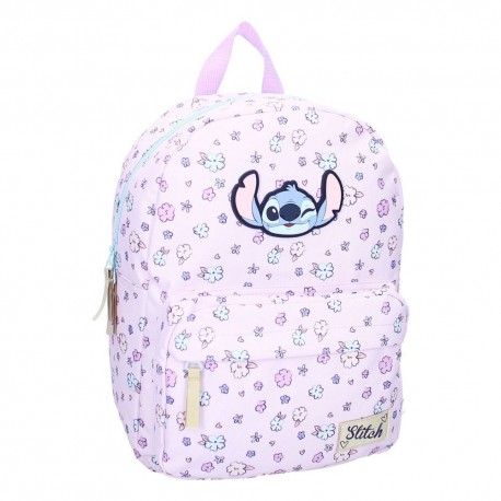 Mochila color lila de Lilo & Stitch con diseño floral