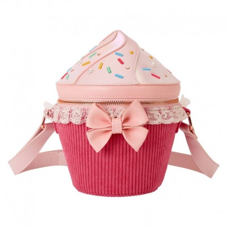 Bandolera Loungefly Cupcake en cuero PU rosa con lazo
