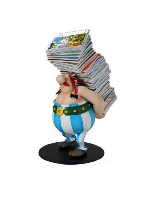Estatua de Obelix con libros en la espalda, 21 cm