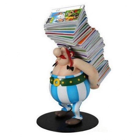 Estatua de Obelix con libros en la espalda, 21 cm