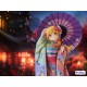 Estatua de Shinobu Oshino con kimono y paraguas