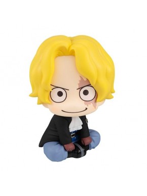 Estatua chibi de Sabo de One Piece con cabello rubio y caja ventana