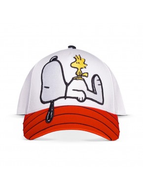 Gorra blanca con bordado de Snoopy y Woodstock