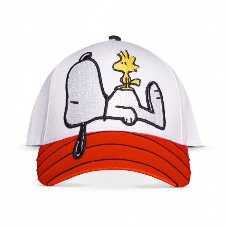 Gorra blanca con bordado de Snoopy y Woodstock