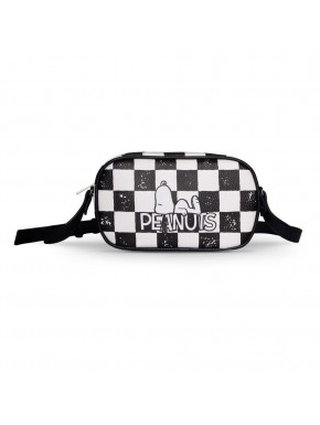Bandolera checkerboard Peanuts de poliéster y cuero PU