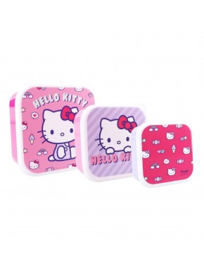 Pack de 3 fiambreras Hello Kitty en rosa y lila
