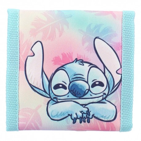 Monedero de Stitch en colores pastel con texto 'Aloha' y diseño tropical