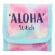 Monedero de Stitch en colores pastel con texto 'Aloha' y diseño tropical