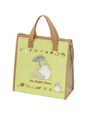 Bolsa nevera verde de Mi Vecino Totoro con ilustraciones de Totoro y Catbus