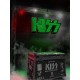 Estatua Rock Ikonz de Kiss con telón de fondo y caja