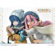 Estatua de Nadeshiko Kagamihara y Rin Shima en motocicleta