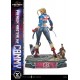 Estatua de Cammy de Street Fighter, detalle de base con LED.