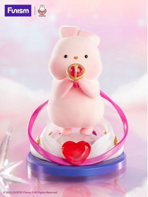 Statue de Momo Bunny de 22 cm, lapin rose avec sceptre doré