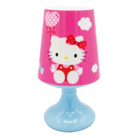 Lâmpada LED Hello Kitty rosa com base azul
