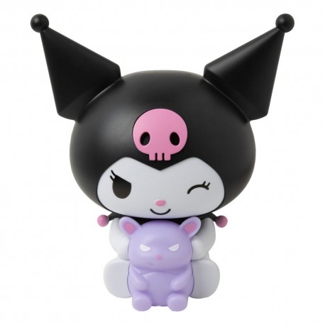 Lámpara Kuromi Sanrio negra y rosa con luz lila