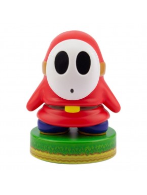 Lâmpada vermelha Shy Guy Super Mario com base verde