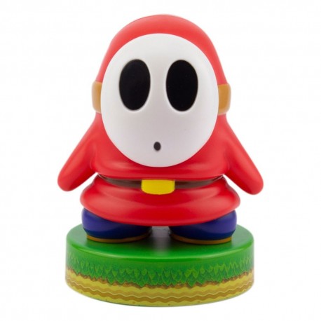 Lâmpada vermelha Shy Guy Super Mario com base verde