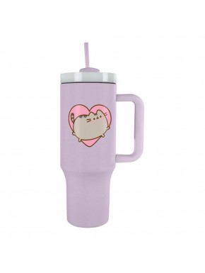 Garrafa de aço inoxidável Pusheen com coração