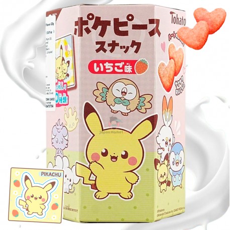 Boîte de snack Tohato Pokémon saveur fraise avec autocollant Pikachu