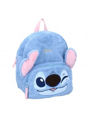 Mochila azul esponjosa de Lilo & Stitch con rostro de Stitch