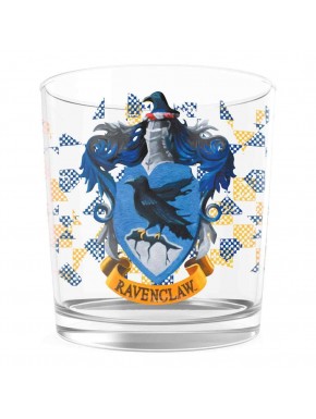 Verre Harry Potter avec blason Ravenclaw en bleu et jaune