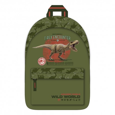 Mochila verde Jurassic World con T-Rex