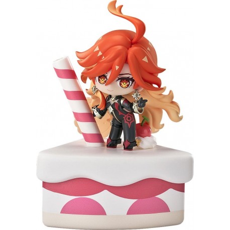 Figura Chibi Genshin Impact Mavuika 14 cm con base pastel
