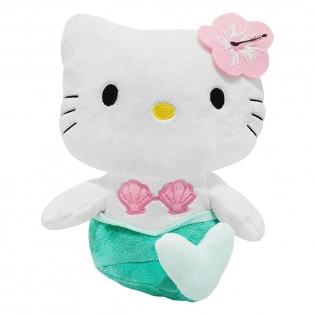 Peluche Hello Kitty sirena 24 cm con detalles rosados y verdes
