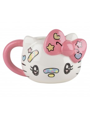 Caneca 3D Hello Kitty cerâmica com laço rosa