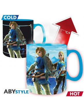 Caneca mágica de The Legend of Zelda com Link e Zelda