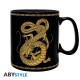 Caneca preta Dragon Ball com design dourado de Shenron