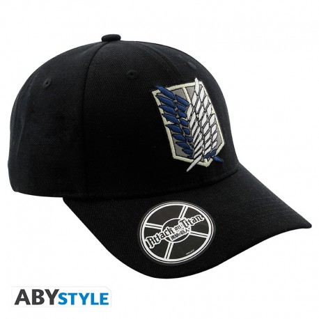 Gorra negra de Attack On Titan con símbolo de Scouts