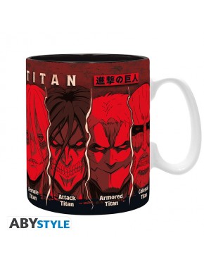 Taza de 460 ml de Attack On Titan con todos los Titanes