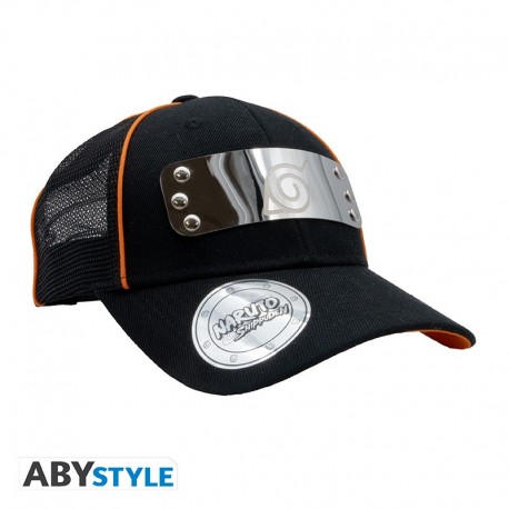 Gorra negra de Naruto con símbolo de Konoha