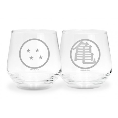 Set de 2 vasos Dragon Ball con símbolos Kame y Bola de Dragón