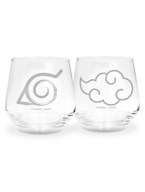 Set de vasos Naruto Shippuden Konoha y Akatsuki 300ml