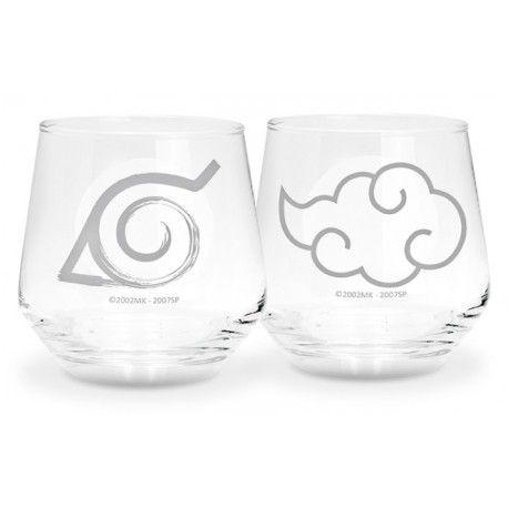 Set de vasos Naruto Shippuden Konoha y Akatsuki 300ml