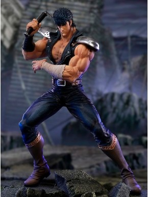 Figura de Ken de Hokuto No Ken en pose de acción sobre base rocosa